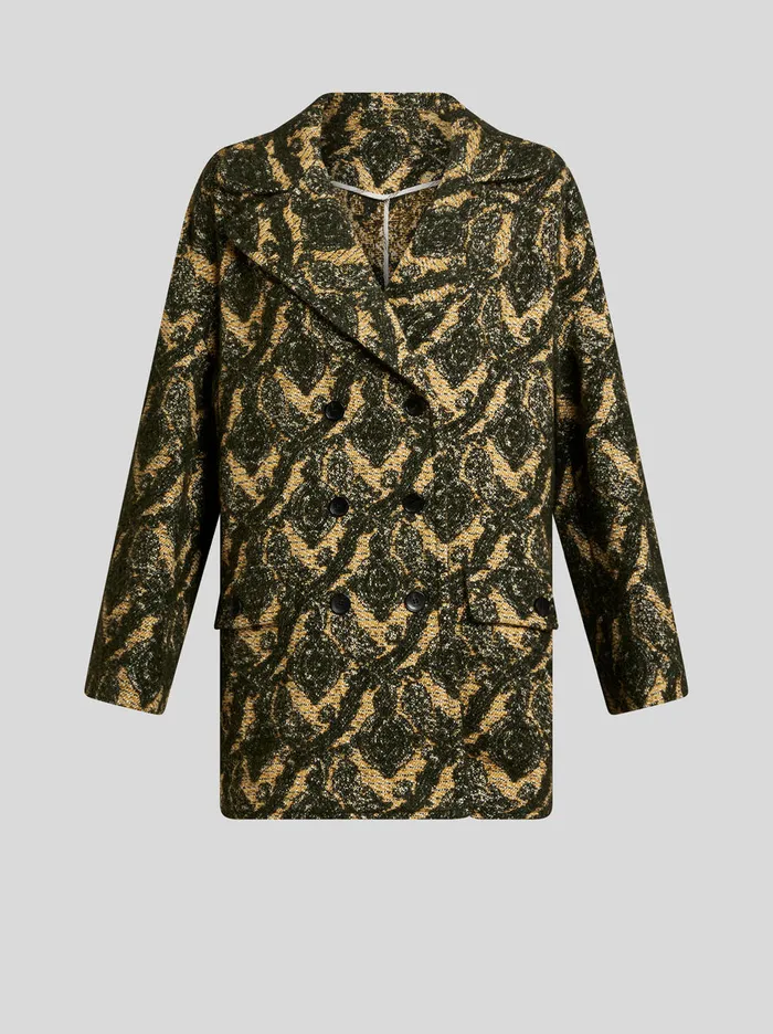 Women Etro Coats And Outerwear DoubleBreasted Boucl Jacquard Jacket Yellow