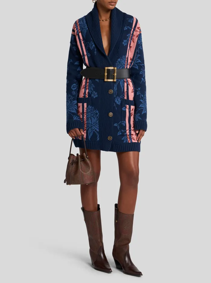 Women Etro Coats And Outerwear Maxi Cardigan Navy Blue Women Etro Coats And Outerwear Maxi Cardigan Navy Blue