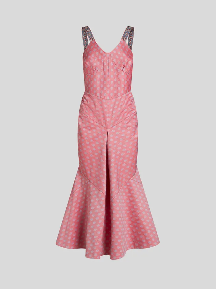 Women Etro Dresses Cotton Jacquard Dress Red