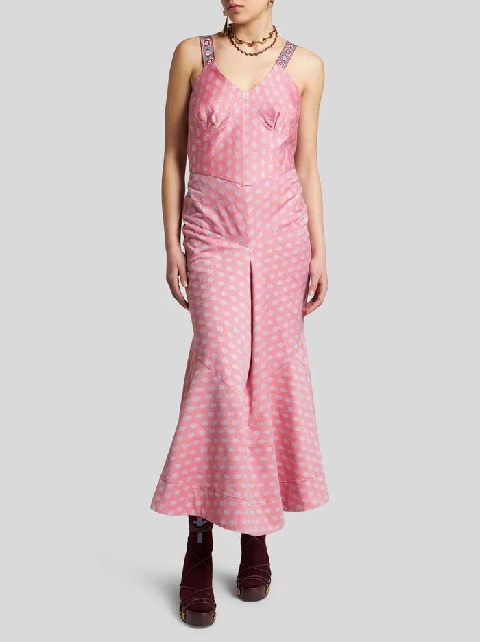 Women Etro Dresses Cotton Jacquard Dress Red Women Etro Dresses Cotton Jacquard Dress Red