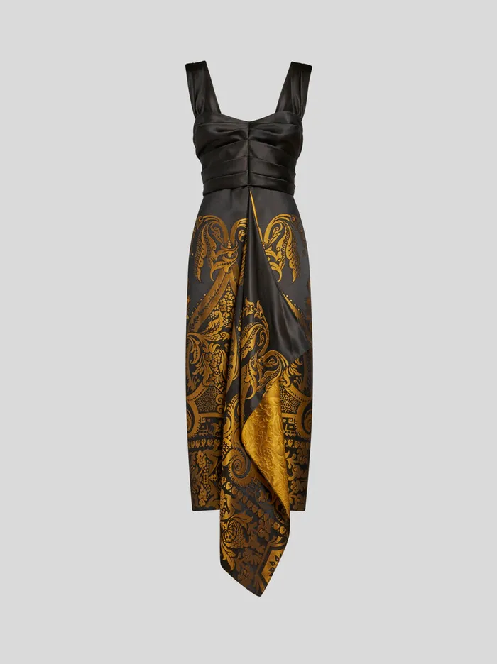 Women Etro Dresses Jacquard Dress With Draping Yellow