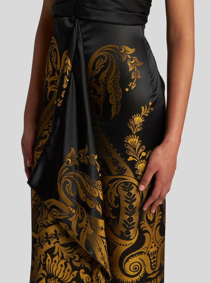 Women Etro Dresses Jacquard Dress With Draping Yellow Women Etro Dresses Jacquard Dress With Draping Yellow