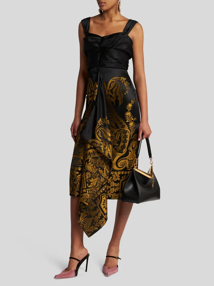Women Etro Dresses Jacquard Dress With Draping Yellow Women Etro Dresses Jacquard Dress With Draping Yellow