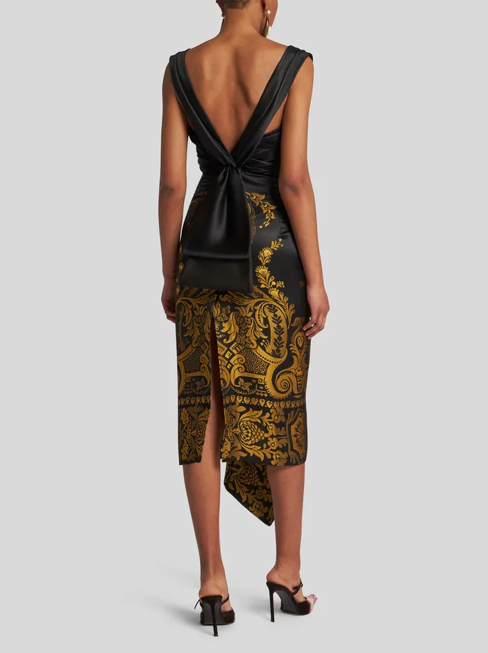 Women Etro Dresses Jacquard Dress With Draping Yellow Women Etro Dresses Jacquard Dress With Draping Yellow