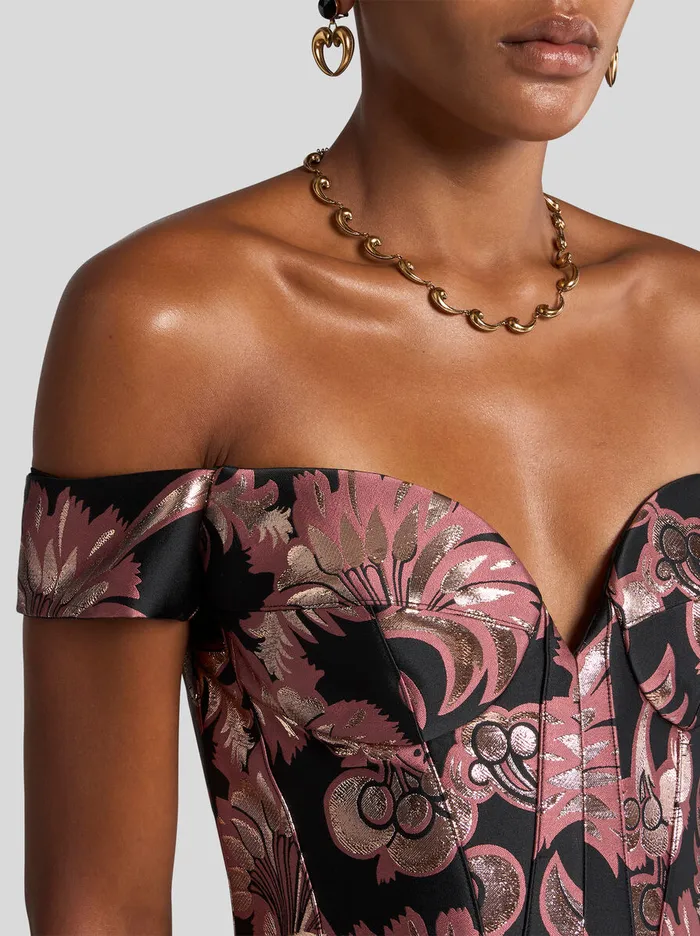 Women Etro Dresses Long Jacquard Dress Pink Women Etro Dresses Long Jacquard Dress Pink