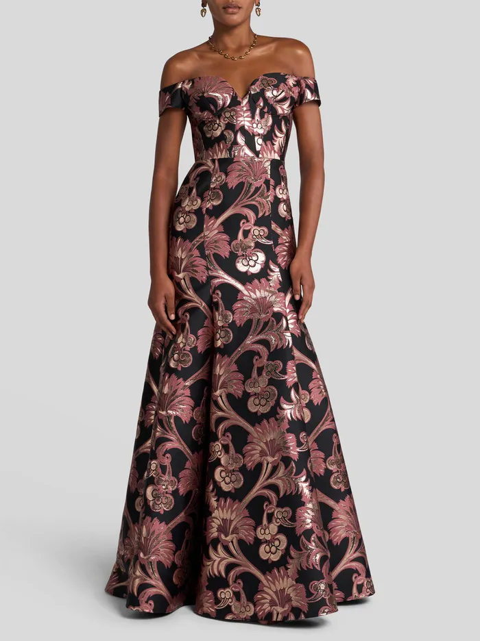 Women Etro Dresses Long Jacquard Dress Pink Women Etro Dresses Long Jacquard Dress Pink