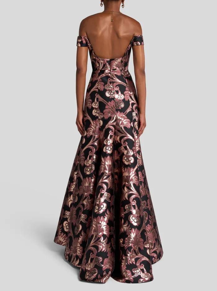 Women Etro Dresses Long Jacquard Dress Pink Women Etro Dresses Long Jacquard Dress Pink