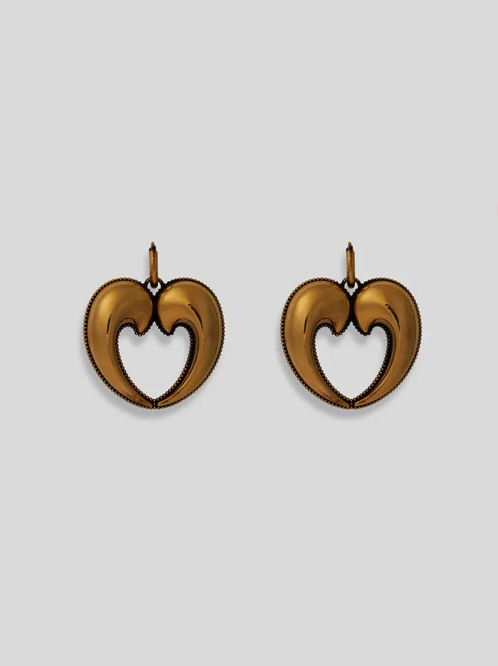 Women Etro Fashion Jewellery Drop Earrings With Paisley Heart Gold