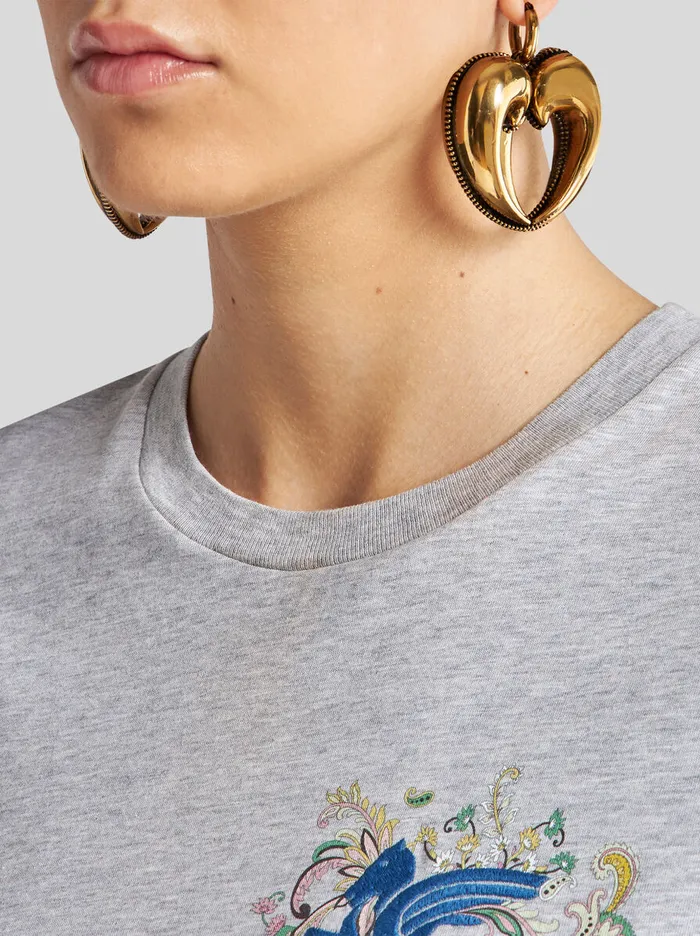 Women Etro Fashion Jewellery Drop Earrings With Paisley Heart Gold Women Etro Fashion Jewellery Drop Earrings With Paisley Heart Gold