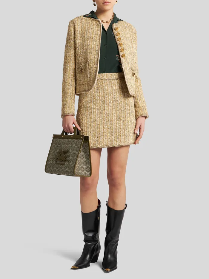 Women Etro Jackets Boucl Jacket With Pegaso Buttons Yellow Women Etro Jackets Boucl Jacket With Pegaso Buttons Yellow