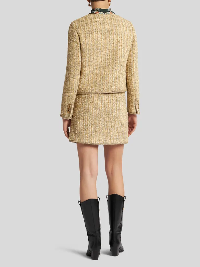 Women Etro Jackets Boucl Jacket With Pegaso Buttons Yellow Women Etro Jackets Boucl Jacket With Pegaso Buttons Yellow