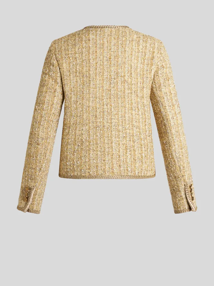 Women Etro Jackets Boucl Jacket With Pegaso Buttons Yellow Women Etro Jackets Boucl Jacket With Pegaso Buttons Yellow