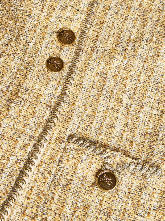 Women Etro Jackets Boucl Jacket With Pegaso Buttons Yellow Women Etro Jackets Boucl Jacket With Pegaso Buttons Yellow