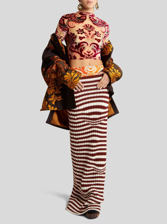 Women Etro Jackets Jacquard Brocade Shirt Jacket Dark Brown Women Etro Jackets Jacquard Brocade Shirt Jacket Dark Brown