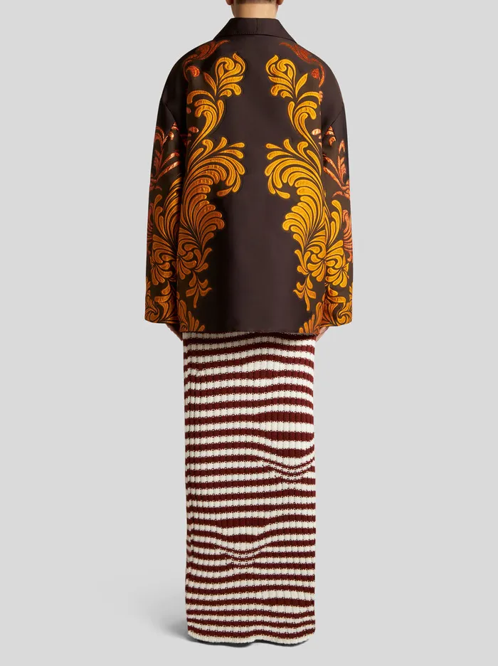 Women Etro Jackets Jacquard Brocade Shirt Jacket Dark Brown Women Etro Jackets Jacquard Brocade Shirt Jacket Dark Brown