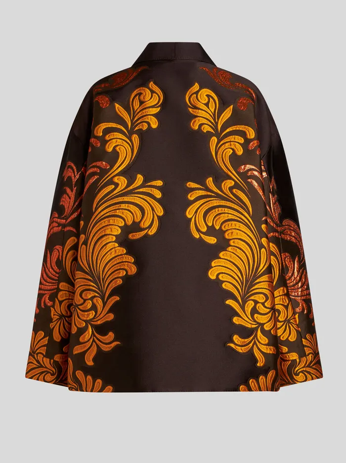 Women Etro Jackets Jacquard Brocade Shirt Jacket Dark Brown Women Etro Jackets Jacquard Brocade Shirt Jacket Dark Brown