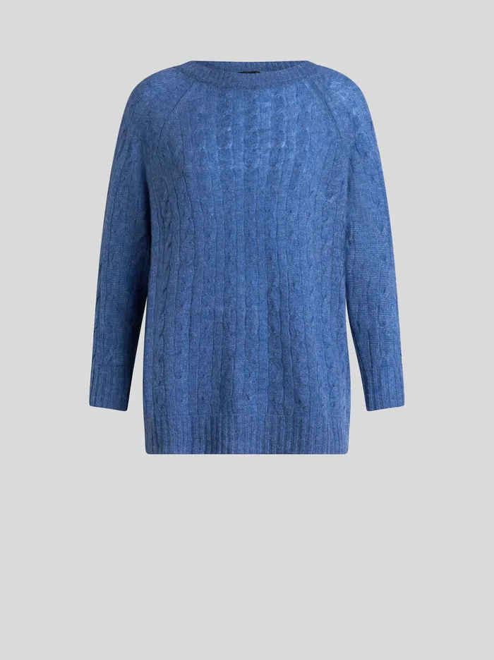 Women Etro Knitwear Cashmere Sweater With ThreeQuarter Sleeves Navy Blue