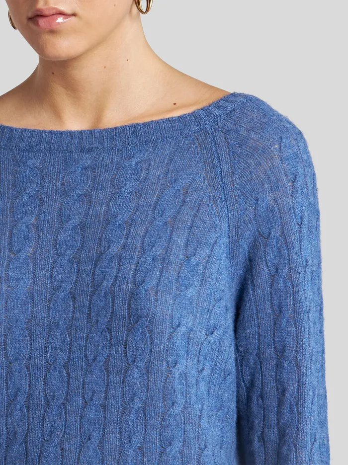 Women Etro Knitwear Cashmere Sweater With ThreeQuarter Sleeves Navy Blue Women Etro Knitwear Cashmere Sweater With ThreeQuarter Sleeves Navy Blue