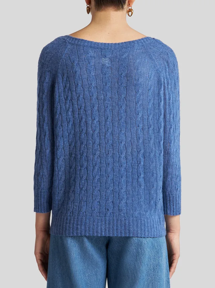 Women Etro Knitwear Cashmere Sweater With ThreeQuarter Sleeves Navy Blue Women Etro Knitwear Cashmere Sweater With ThreeQuarter Sleeves Navy Blue