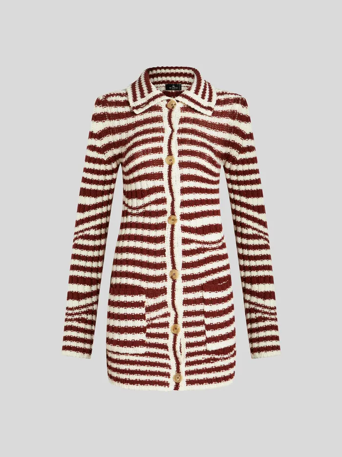 Women Etro Knitwear Striped Knit Cardigan Red