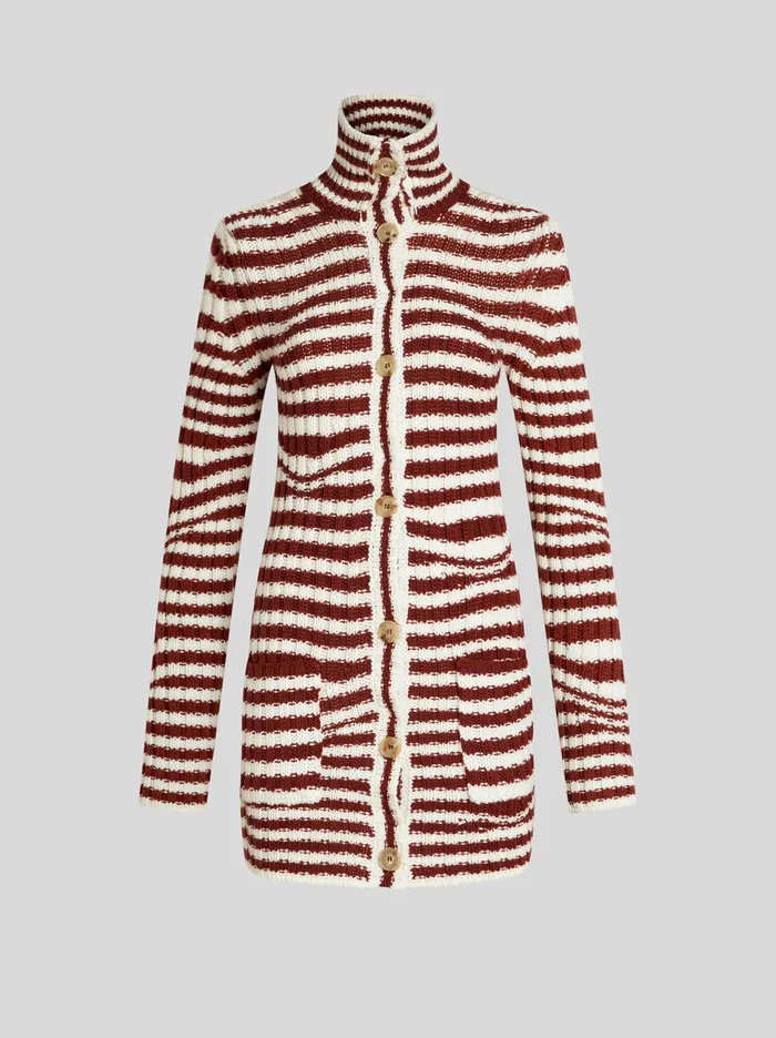 Women Etro Knitwear Striped Knit Cardigan Red Women Etro Knitwear Striped Knit Cardigan Red