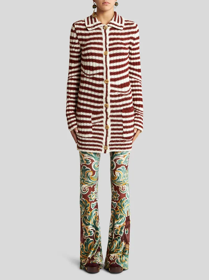 Women Etro Knitwear Striped Knit Cardigan Red Women Etro Knitwear Striped Knit Cardigan Red