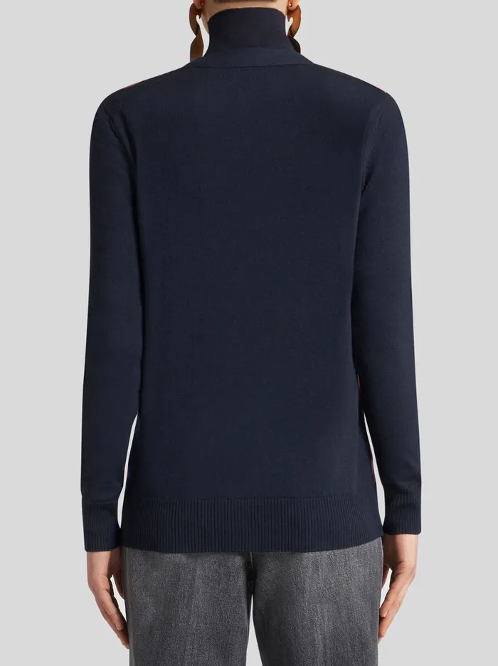 Women Etro Knitwear Wool Cardigan With Print Navy Blue Women Etro Knitwear Wool Cardigan With Print Navy Blue