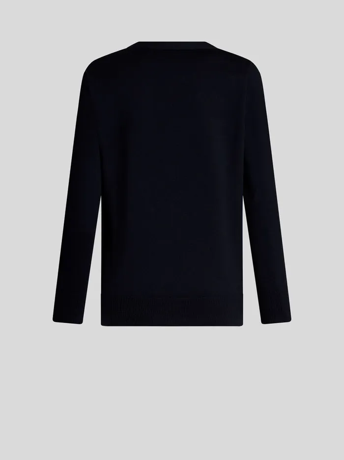 Women Etro Knitwear Wool Cardigan With Print Navy Blue Women Etro Knitwear Wool Cardigan With Print Navy Blue