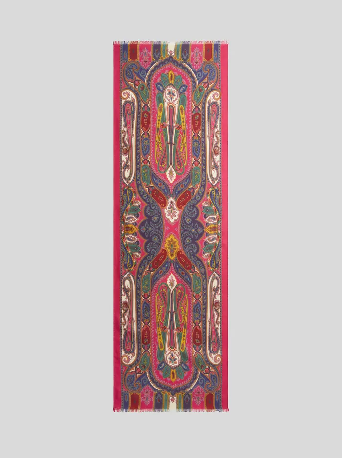 Women Etro Scarves And Silk Printed Silk And Cashmere Scarf Red Women Etro Scarves And Silk Printed Silk And Cashmere Scarf Red