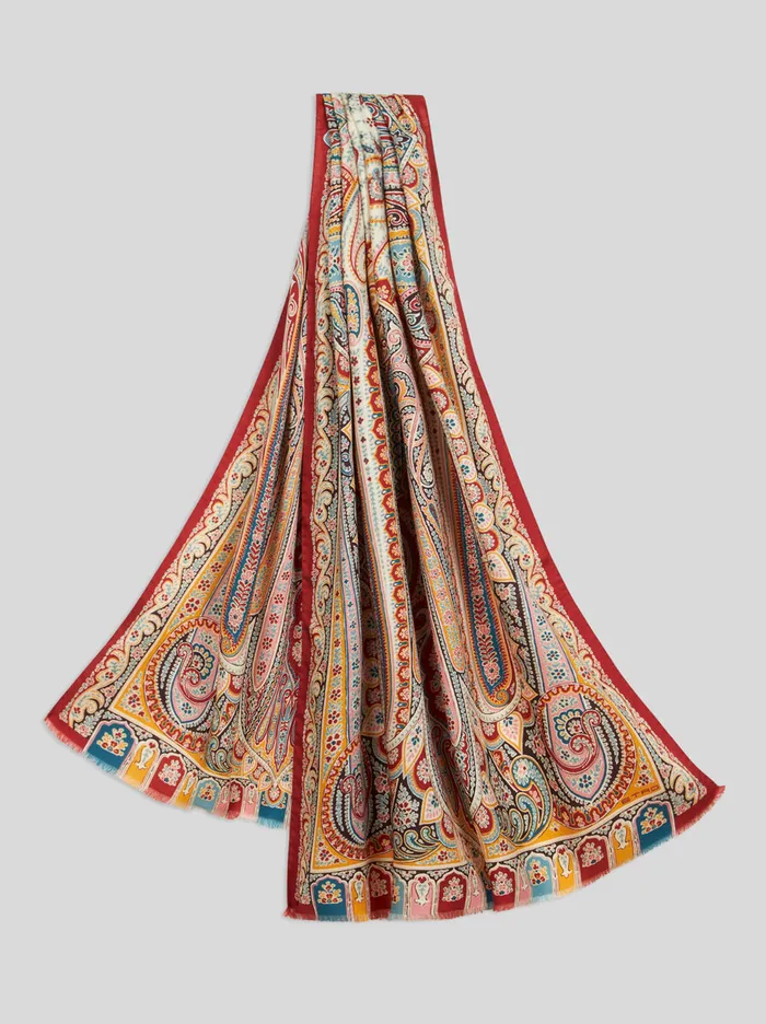 Women Etro Scarves And Silk Wool And Silk Scarf With Multicoloured Print Multicolour