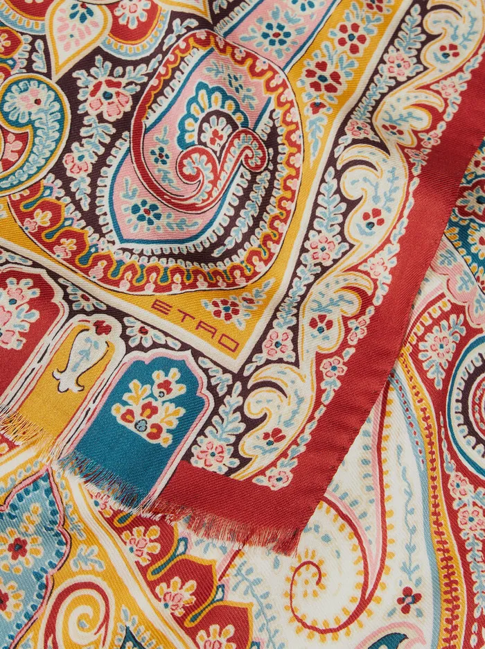 Women Etro Scarves And Silk Wool And Silk Scarf With Multicoloured Print Multicolour Women Etro Scarves And Silk Wool And Silk Scarf With Multicoloured Print Multicolour