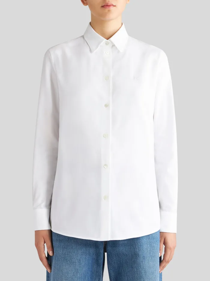 Women Etro Shirts And Blouses Oxford Shirt With Pegaso Detail White Women Etro Shirts And Blouses Oxford Shirt With Pegaso Detail White