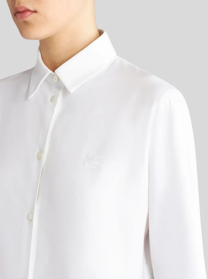 Women Etro Shirts And Blouses Oxford Shirt With Pegaso Detail White Women Etro Shirts And Blouses Oxford Shirt With Pegaso Detail White