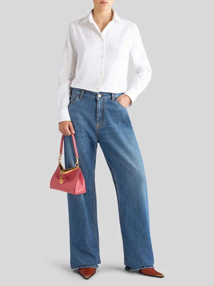Women Etro Shirts And Blouses Oxford Shirt With Pegaso Detail White Women Etro Shirts And Blouses Oxford Shirt With Pegaso Detail White