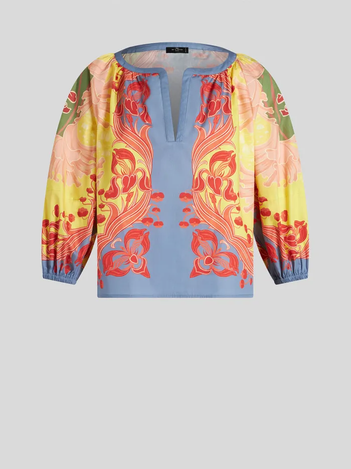 Women Etro Shirts And Blouses Printed Cotton Blouse Yellow