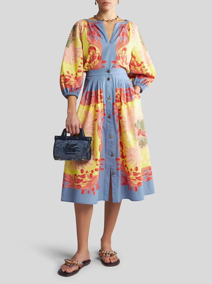 Women Etro Shirts And Blouses Printed Cotton Blouse Yellow Women Etro Shirts And Blouses Printed Cotton Blouse Yellow