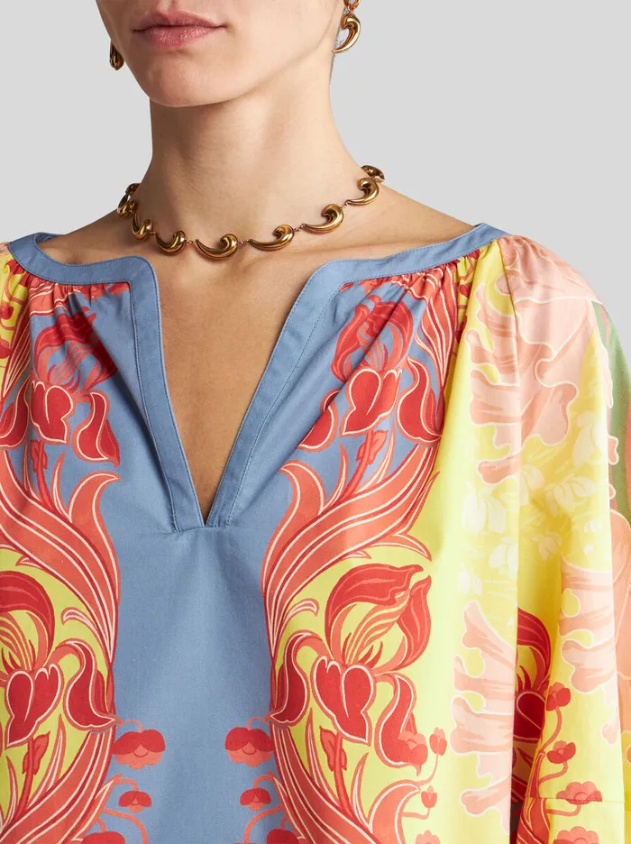 Women Etro Shirts And Blouses Printed Cotton Blouse Yellow Women Etro Shirts And Blouses Printed Cotton Blouse Yellow