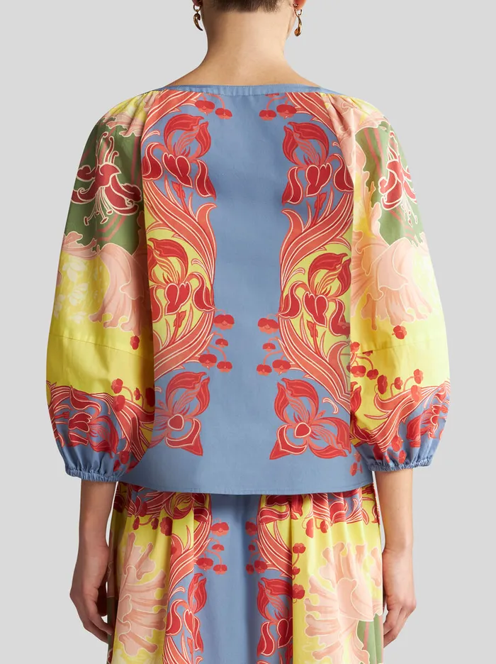 Women Etro Shirts And Blouses Printed Cotton Blouse Yellow Women Etro Shirts And Blouses Printed Cotton Blouse Yellow