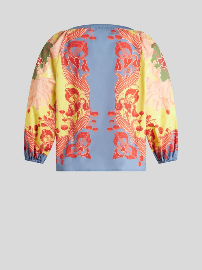 Women Etro Shirts And Blouses Printed Cotton Blouse Yellow Women Etro Shirts And Blouses Printed Cotton Blouse Yellow