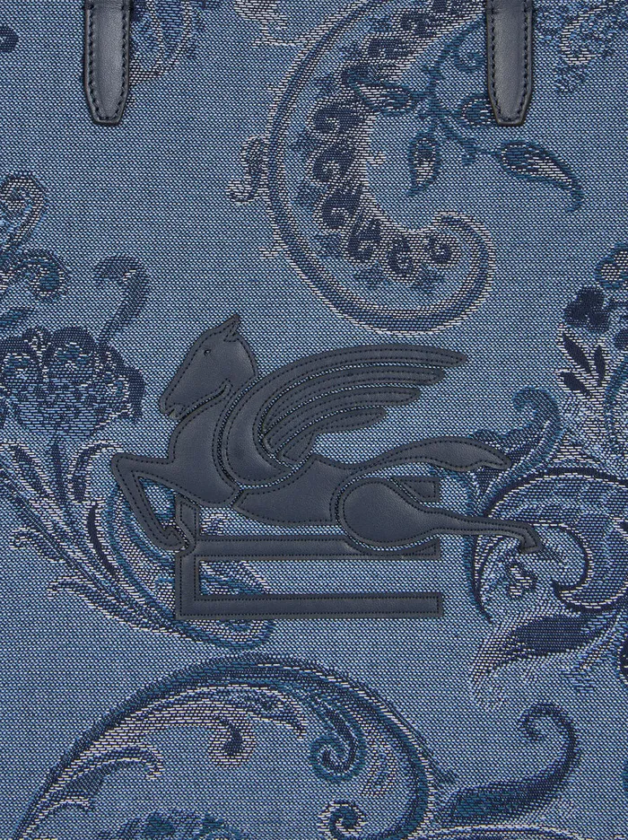 Women Etro Shopping Bags Medium Denim Jacquard Love Trotter Bag Navy Blue Women Etro Shopping Bags Medium Denim Jacquard Love Trotter Bag Navy Blue