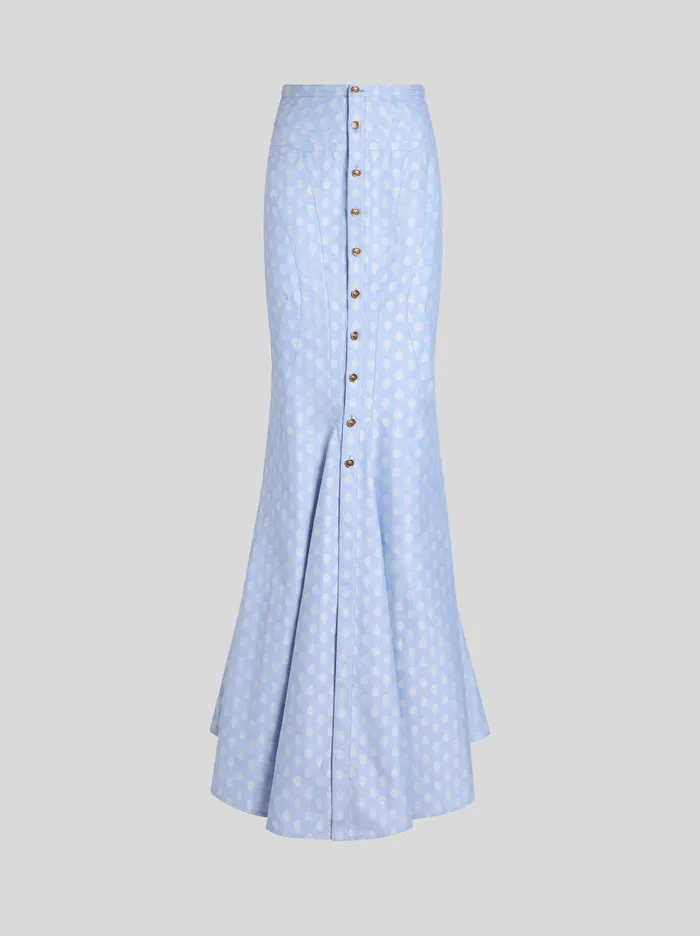 Women Etro Skirts Jacquard Mermaid Skirt Light Blue
