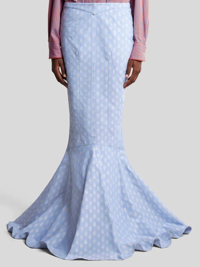 Women Etro Skirts Jacquard Mermaid Skirt Light Blue Women Etro Skirts Jacquard Mermaid Skirt Light Blue