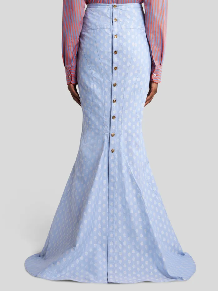 Women Etro Skirts Jacquard Mermaid Skirt Light Blue Women Etro Skirts Jacquard Mermaid Skirt Light Blue