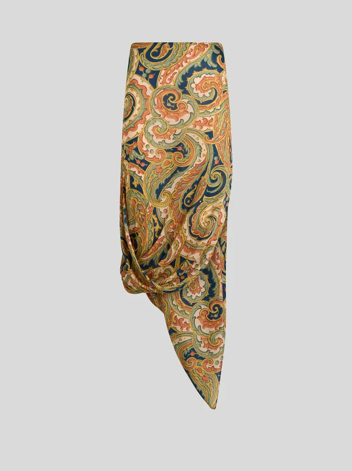 Women Etro Skirts Printed Jersey Skirt Navy Blue