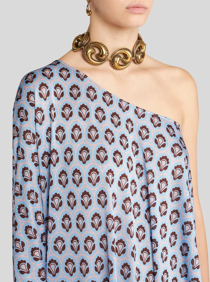 Women Etro Tops OneShoulder Top In Lightweight Jersey Light Blue Women Etro Tops OneShoulder Top In Lightweight Jersey Light Blue