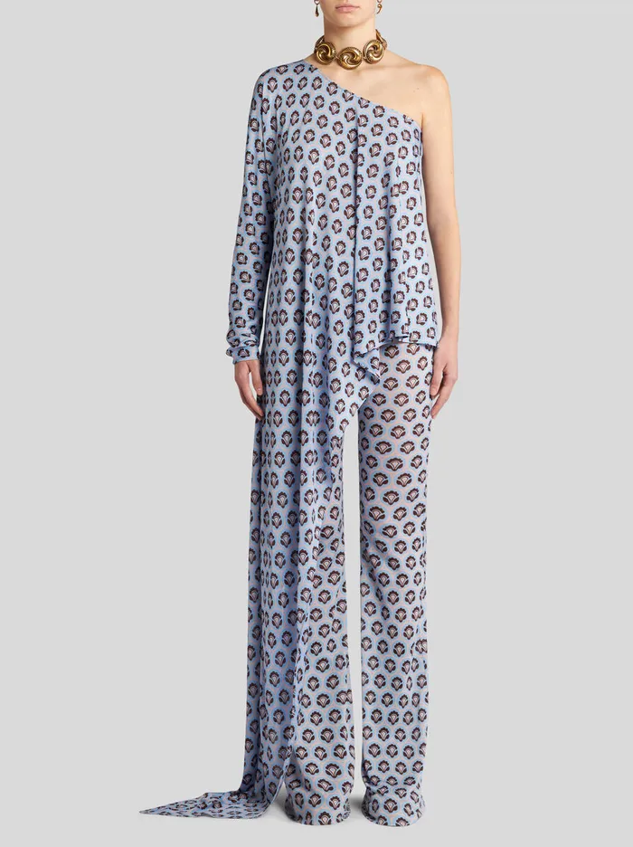 Women Etro Tops OneShoulder Top In Lightweight Jersey Light Blue Women Etro Tops OneShoulder Top In Lightweight Jersey Light Blue
