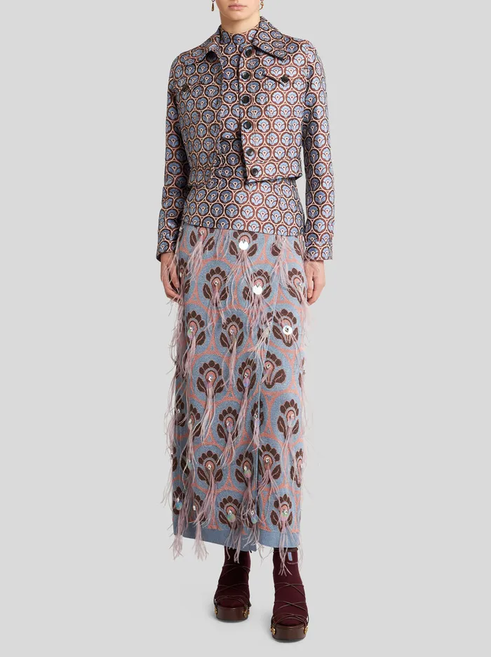 Women Etro Tops Shiny Jacquard Top Light Blue Women Etro Tops Shiny Jacquard Top Light Blue