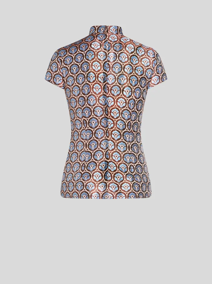 Women Etro Tops Shiny Jacquard Top Light Blue Women Etro Tops Shiny Jacquard Top Light Blue