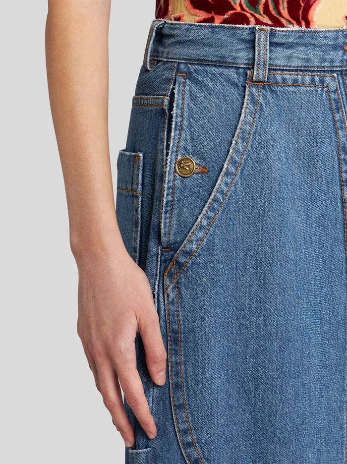 Women Etro Trousers WideLeg Denim Jeans Light Blue Women Etro Trousers WideLeg Denim Jeans Light Blue