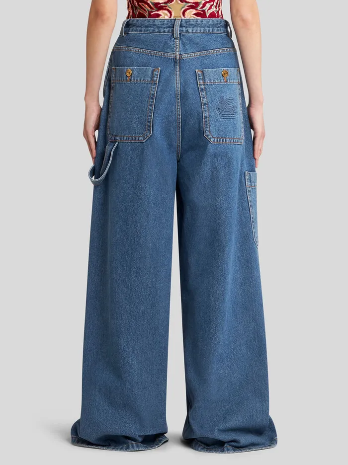 Women Etro Trousers WideLeg Denim Jeans Light Blue Women Etro Trousers WideLeg Denim Jeans Light Blue